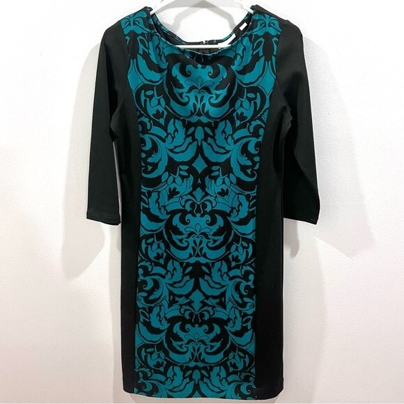 New York & Company black and emerald green sheath dress size small - Picture 3 of 6